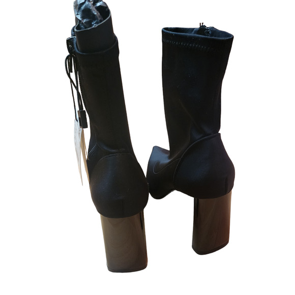 Zara FABRIC HIGH-HEEL ANKLE BOOTS Black Size 5 - Picture 4 of 11
